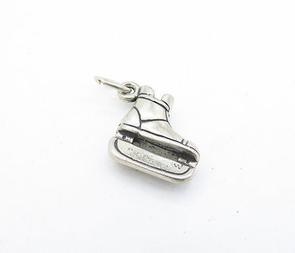 925 Sterling Silver  Vintage Petite Dark Tone Ice Skate Motif Pendant  PT4356