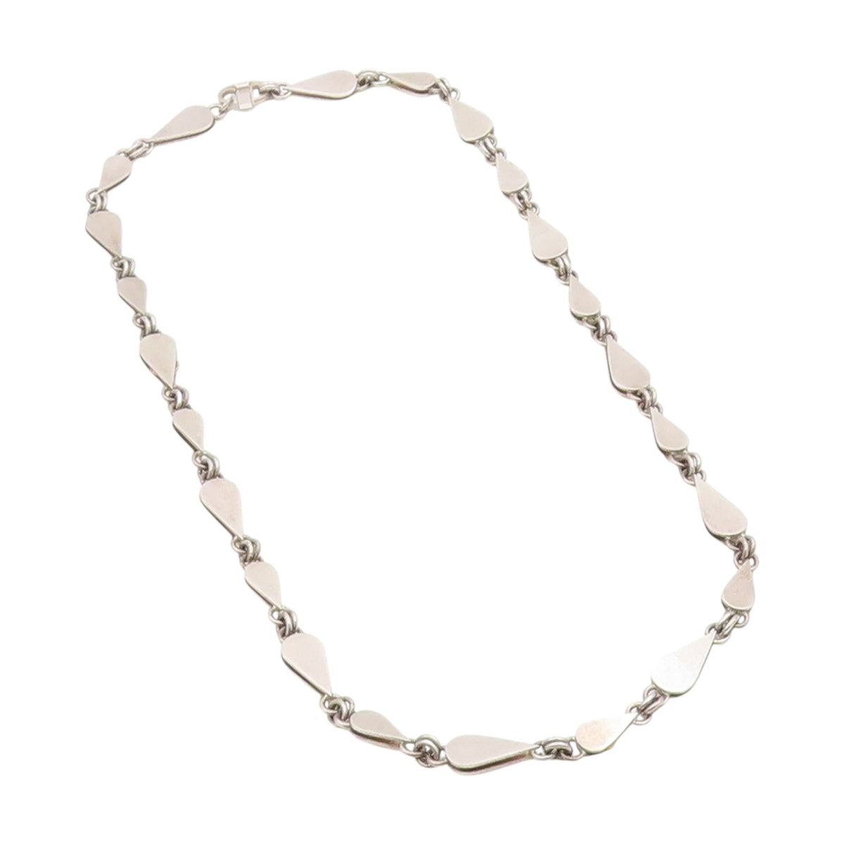 925 Sterling Silver Vintage Necklace Interlocking Teardrop Link Chain NE4688