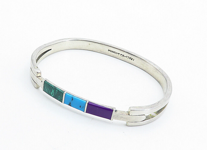 MEXICO 925 Silver Vintage Malachite Turquoise & Sugilite Bracelet BT2518