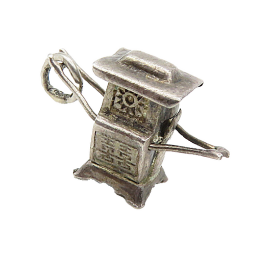925 Sterling Silver  Vintage Petite Dark Tone Etched Detail Pendant  PT6801