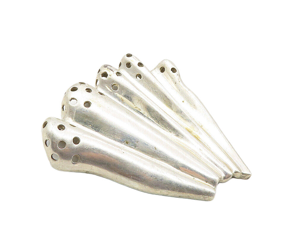 N&R 925 Sterling Silver  Vintage Modernist Cutout Fan Design Brooch Pin BP4146