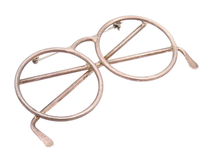 925 Sterling Silver Vintage Brooch Pin Solid Cutout Spectacles Frame  BP10768