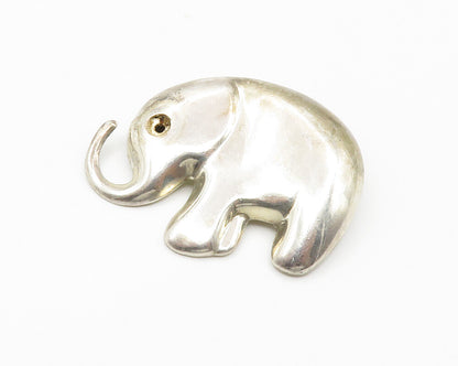 925 Sterling Silver  Vintage Smooth Shiny Hollow Elephant Brooch Pin  BP5700
