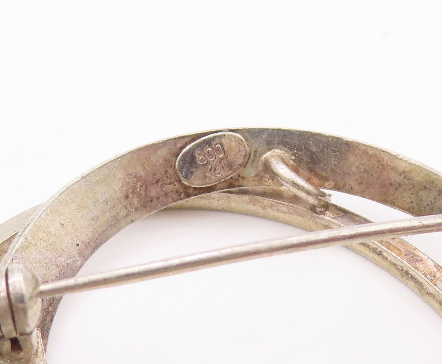 925 Sterling Silver Vintage Brooch Pin Designer Cutout C Shape   BP11186