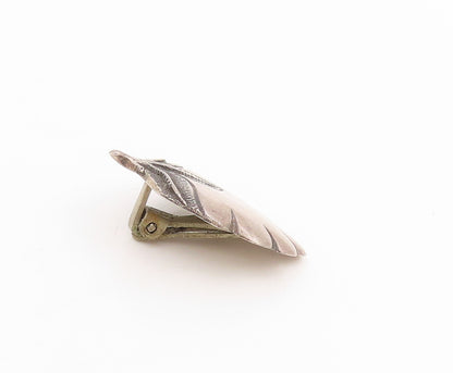 925 Sterling Silver Vintage Earrings Dark Tone Botanical Leaf Clip On  EG13753