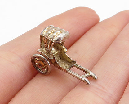 925 Sterling Silver  Vintage Petite Old Fashioned Carriage Pendant  PT3413