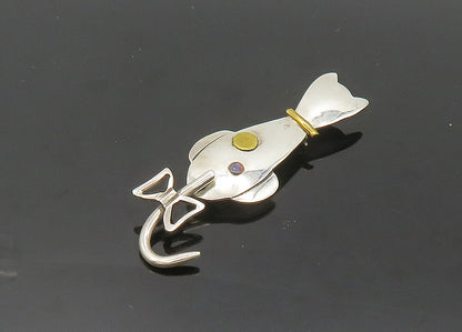 MEXICO 925 Sterling Silver  Vintage Sitting Cat Brooch Pin (MOVES)  BP8251