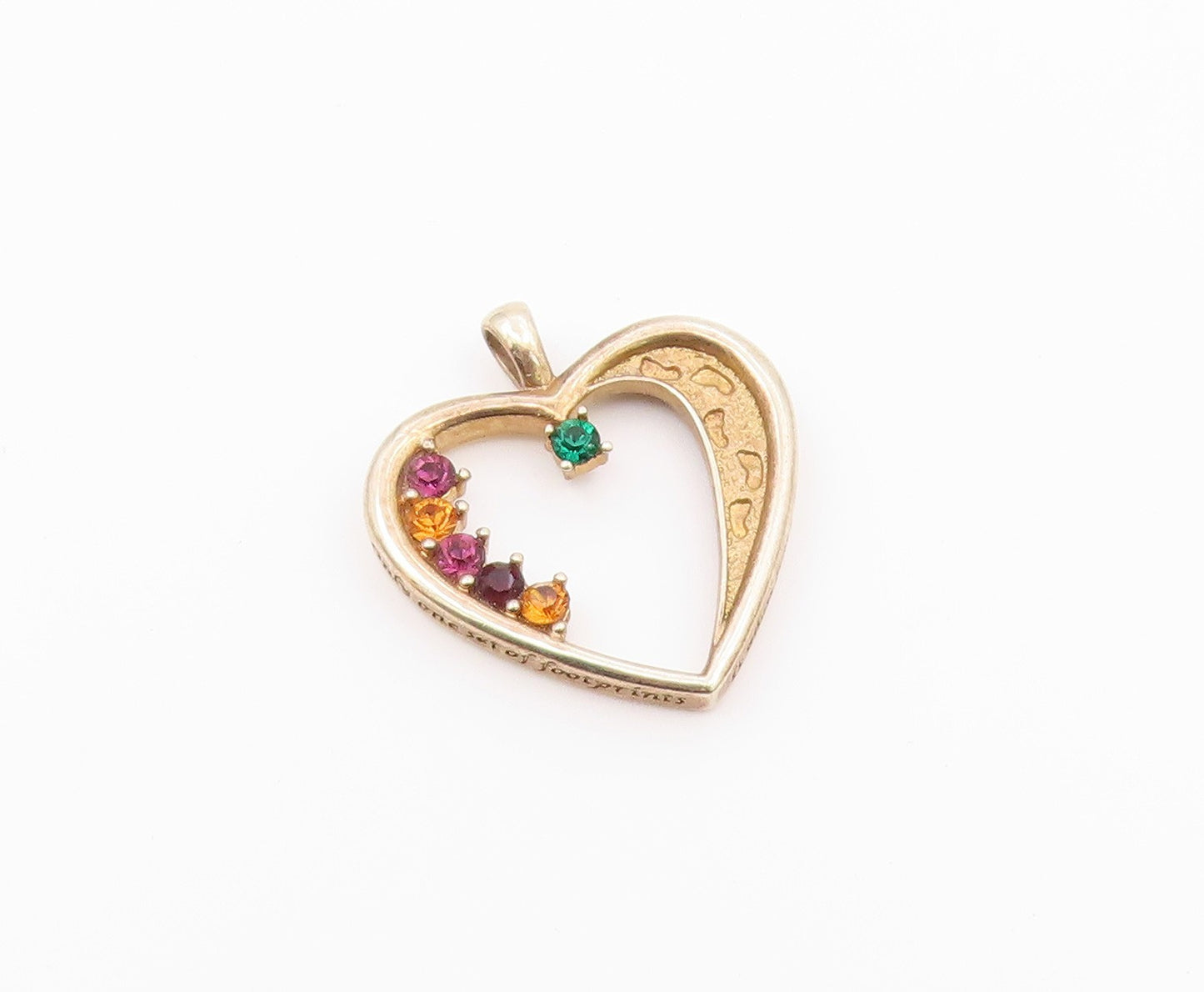 925 Sterling Silver  Vintage Citrine Garnet & Topaz Love Heart Pendant PT16480