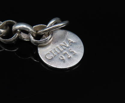 RLM STUDIO 925 Silver  Vintage Polished Leaf Charm Rolo Chain Bracelet  BT9575