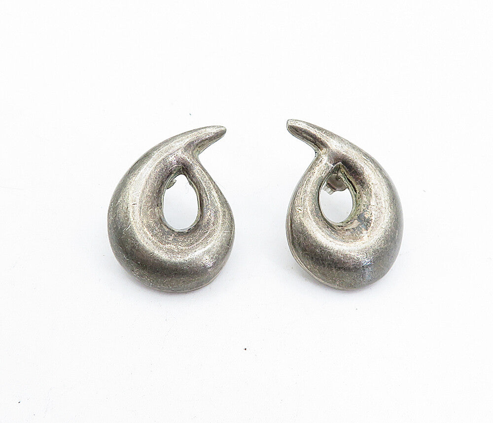 MEXICO 925 Sterling Silver  Vintage Dark Tone Swirl Drop Earrings  EG2310