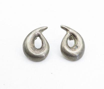 MEXICO 925 Sterling Silver  Vintage Dark Tone Swirl Drop Earrings  EG2310