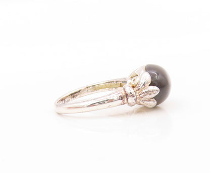925 Sterling Silver Vintage Ring Designer Cabochon Tiger's Eye  SZ 8  RG31984