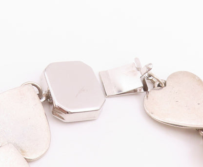 925 Sterling Silver Vintage Bracelet DENMARK Minimalist Love Heart Link  BT11681