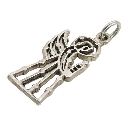 925 Sterling Silver  Vintage Cutout Angel Motif Drop Pendant  PT15105