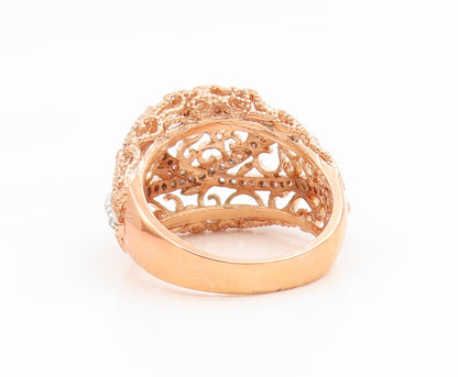 925 Sterling Silver Vintage Ring Gold Plated CZ Love Heart Dome  Sz 8  RG35289
