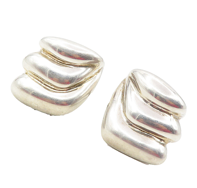BJFLA ELECTROFORMED 925 Silver Vintage Hollow Non Pierce Earrings EG4686