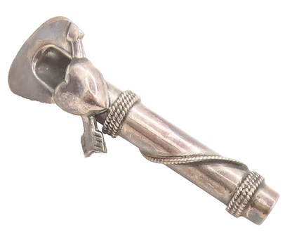 925 Sterling Silver Vintage Brooch Pin Love Heart Carved Golf Bag  BP10541