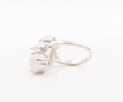 925 Sterling Silver Vintage Ring Designer Brutalist Moonstone  Sz 8  RG29491