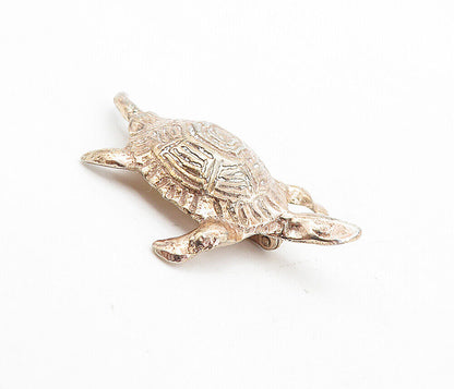 925 Sterling Silver  Vintage Rose Gold Plated Turtle Motif Brooch Pin  BP2989