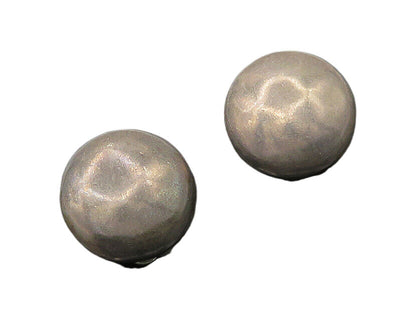 ENGLAND 925 Silver   Vintage Dark Tone Button Drop Non Pierce Earrings  EG8966