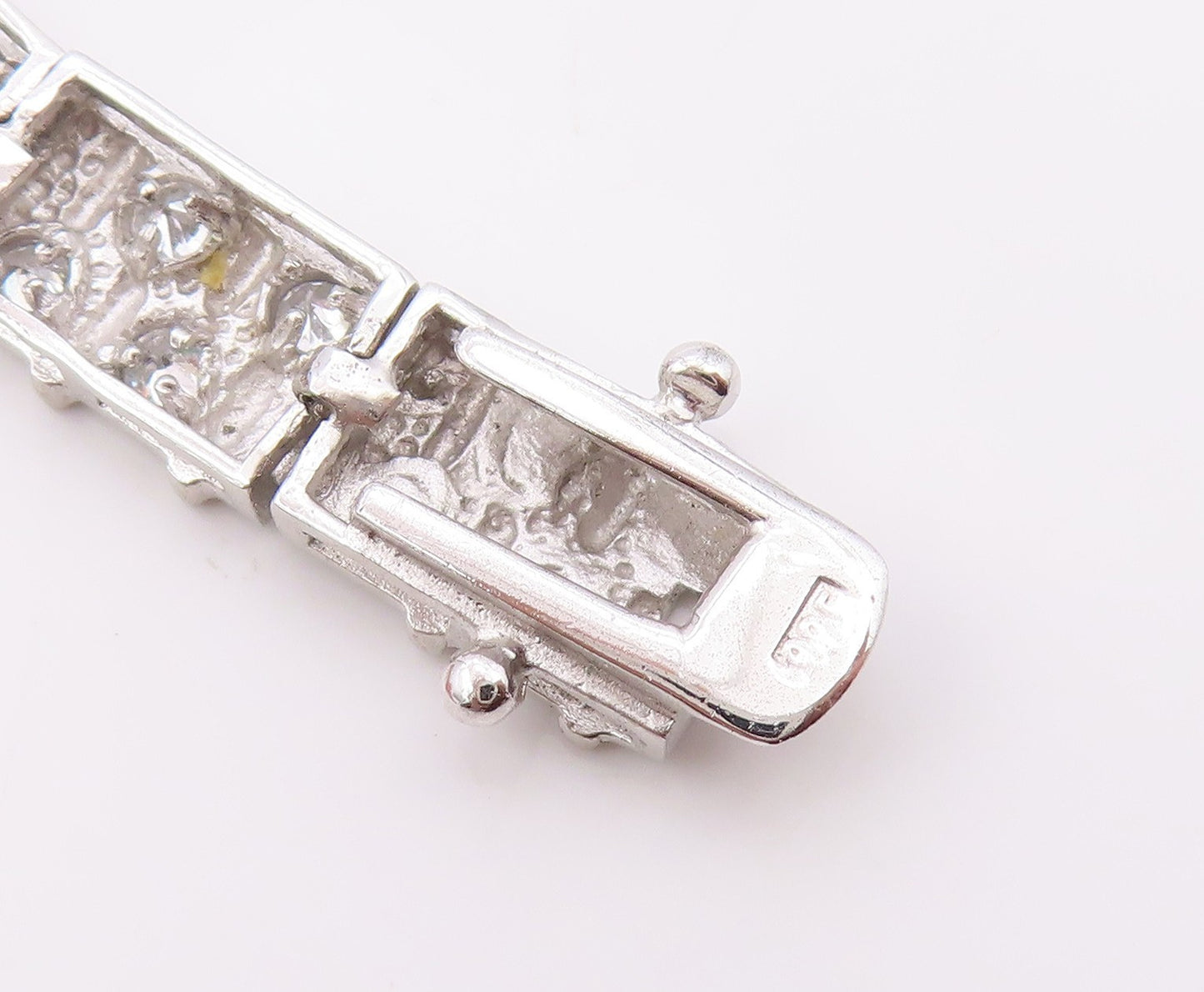 925 Sterling Silver Vintage Bracelet Topaz Modernist Geometric Link  BT12117