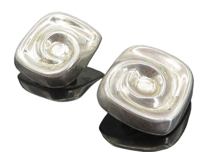 MEXICO 925 Sterling Silver  Vintage Square Spiral Non Pierce Earrings  EG3835