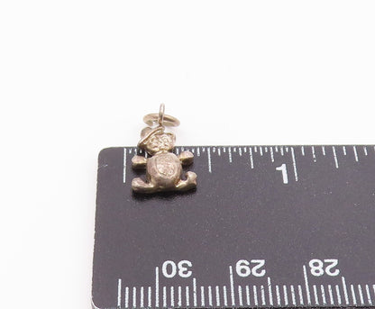 925 Sterling Silver  Vintage Petite Dark Tone Teddy Bear Pendant  PT12713