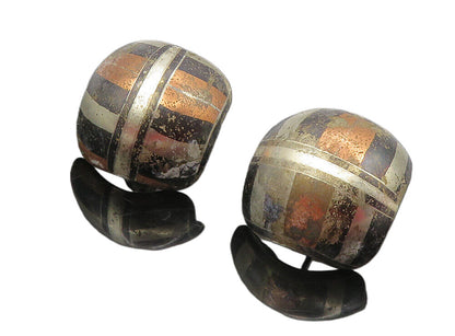 TERRI 925 Sterling Silver  Vintage Three Tone Pattern Drop Earrings  EG4693