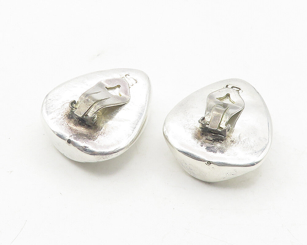 925 Sterling Silver  Vintage Hollow Smooth Shiny Non Pierce Earrings  EG6184