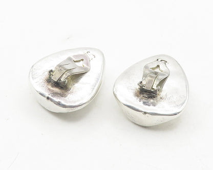 925 Sterling Silver  Vintage Hollow Smooth Shiny Non Pierce Earrings  EG6184