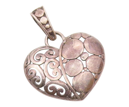 925 Sterling Silver  Vintage Dark Tone Pretzel Love Heart Pendant  PT16121