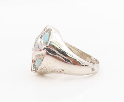 925 Sterling Silver Vintage Ring Larimar & CZ Starfish Design  Sz 7  RG34182
