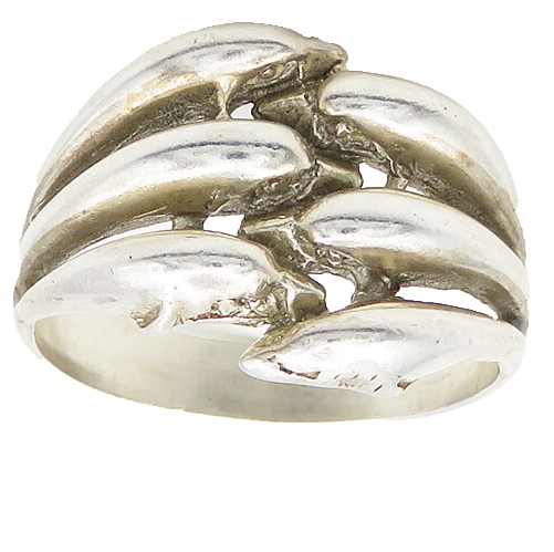 925 Sterling Silver  Vintage Shiny Fluted Split Band Ring Sz 8.5  RG18934