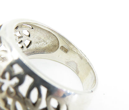925 Sterling Silver  Shiny Floral Vine Cutout Design Band Ring Sz 9  RG7877
