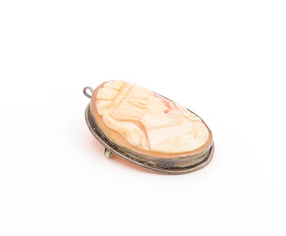 925 Sterling Silver Vintage Brooch Carved Victorian Revival Cameo Pin  BP11890