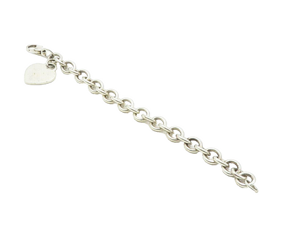 925 Sterling Silver  Vintage Love Heart Chain Bracelet  BT4190