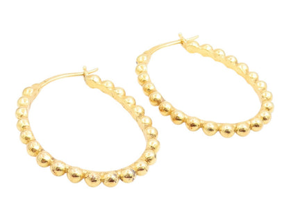 925 Sterling Silver Vintage Earrings Gold Plated Classic Beaded Hoop  EG14239
