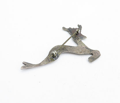 NAVAJO 925 Sterling Silver  Vintage Antique Prancing Deer Brooch Pin  BP1585