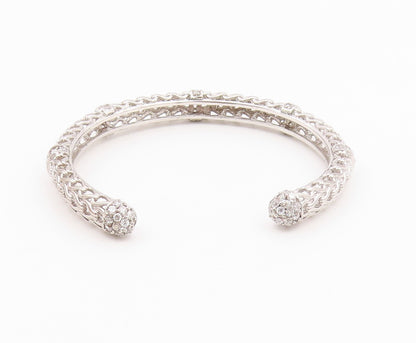 925 Sterling Silver  Vintage Elegant 3D Loop Carved CZ Bracelet  BT10008