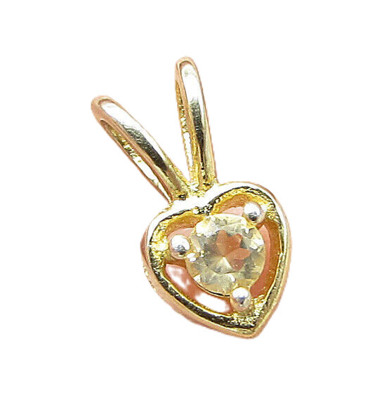 Gold Over 925 Sterling Silver Citrine Love Heart Slider Pendant PT1178