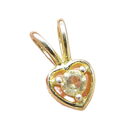 Gold Over 925 Sterling Silver Citrine Love Heart Slider Pendant PT1178