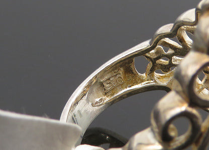 925 Sterling Silver  Vintage Shiny Open Heart Swirl Band Ring Sz 6  RG20494