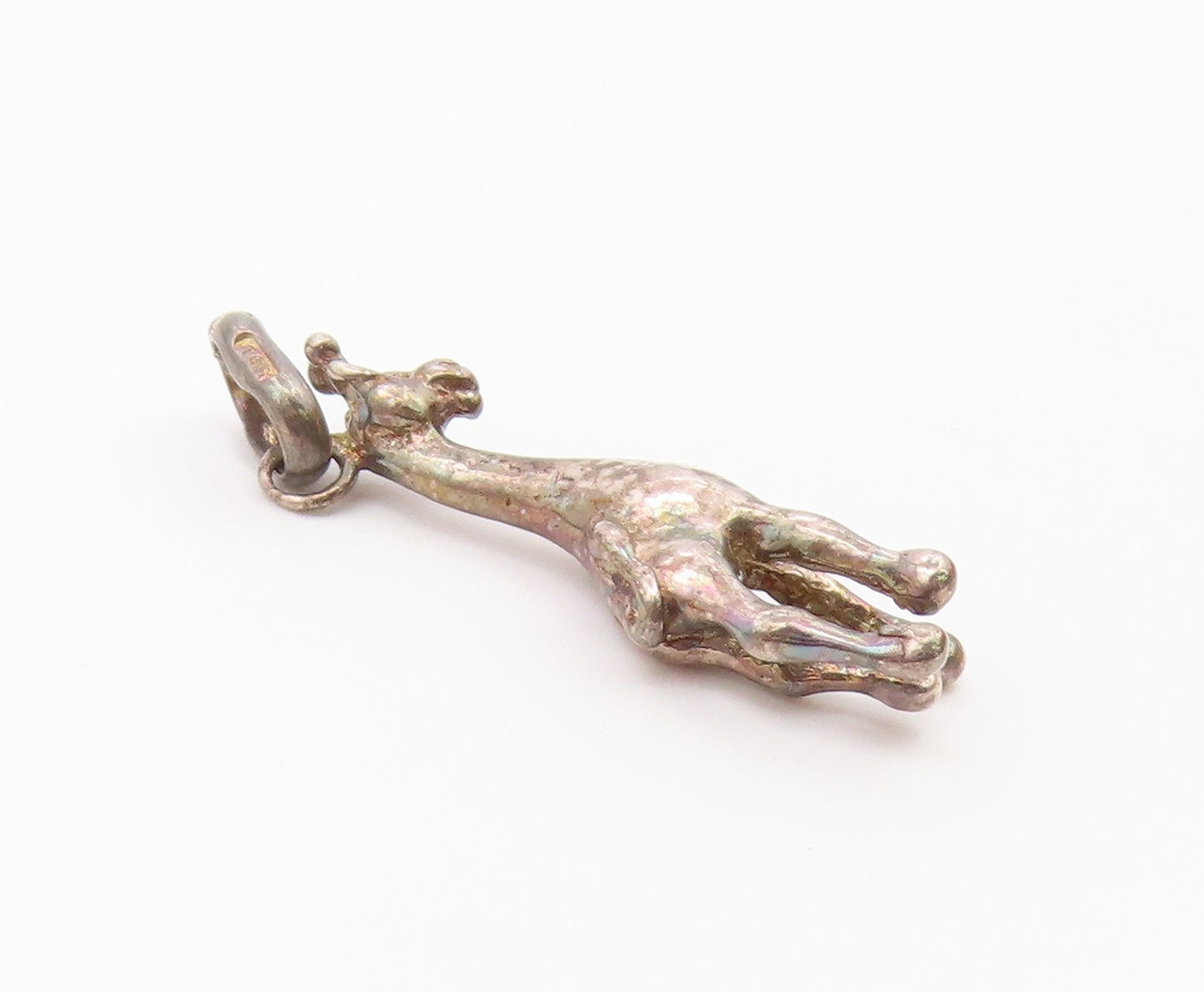 925 Sterling Silver  Vintage Petite Giraffe Animal Drop Pendant  PT18596