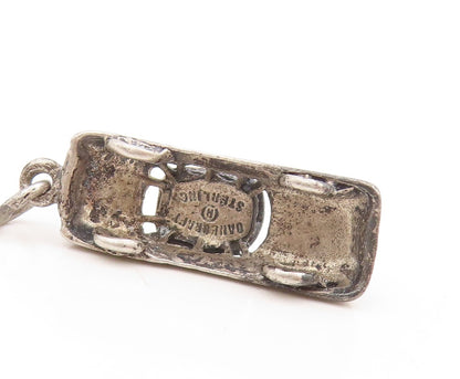 925 Sterling Silver Vintage Pendant Dark Tone 3D Carved Car Charm  PT23831