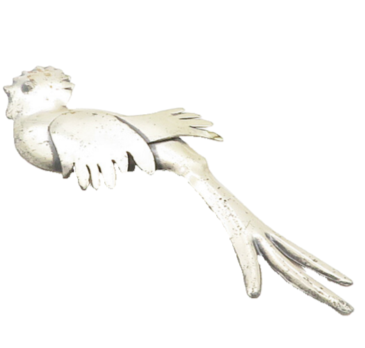 CORO MEXICO 925 Sterling Silver  Vintage Long Tailed Bird Brooch Pin  BP7630