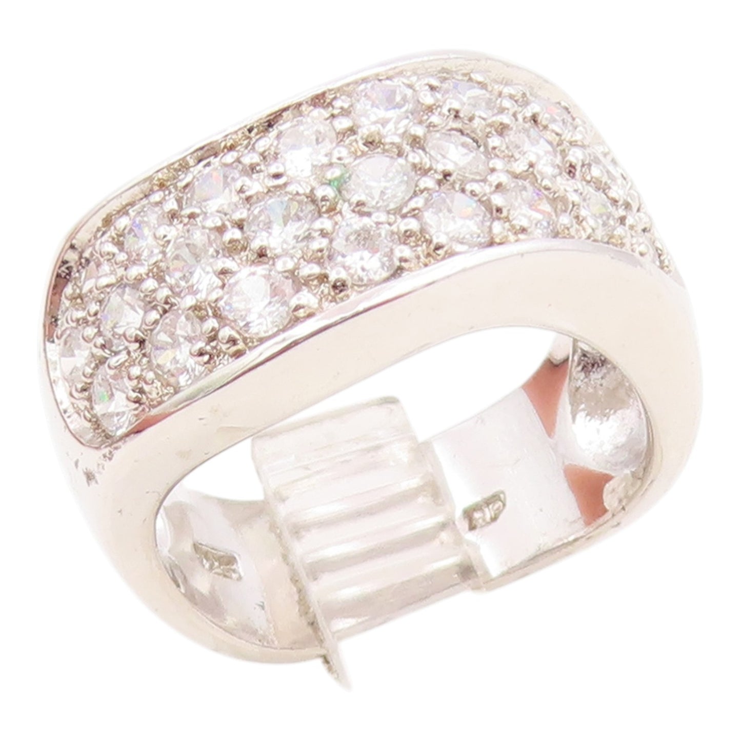 925 Sterling Silver Vintage Ring Round Cut CZ Wavy Cluster Band  Sz 7  RG35658