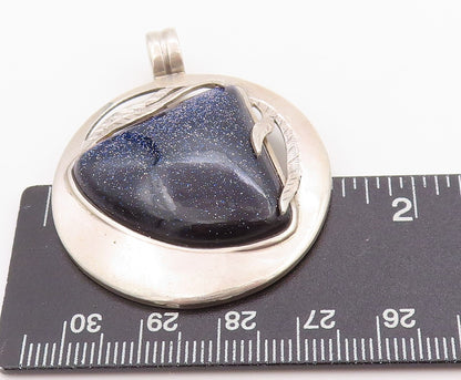 925 Sterling Silver Vintage Pendant Cabochon Triangle Goldstone   PT24460