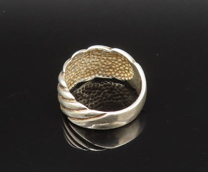 925 Silver  Vintage Fashionable Minimalist Ribbed Band Ring Sz 7  RG25880