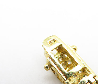 925 Sterling Silver  Sparkling Topaz Shiny Gold Plated Chain Bracelet  BT2660