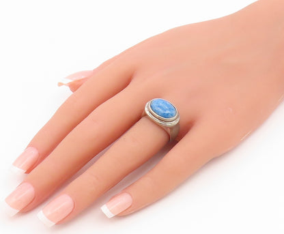 925 Sterling Silver Vintage Ring Classic Sodalite Statement Band  Sz 7  RG36857